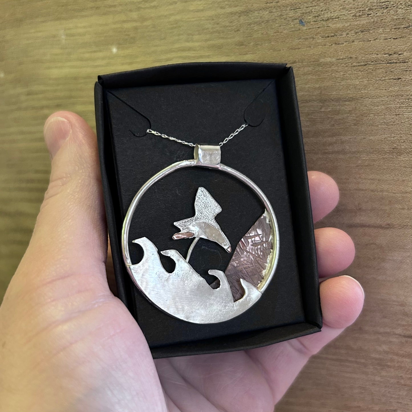 Kinetic puffin necklace - moving jewellery