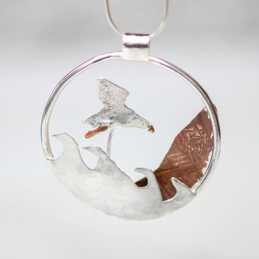 Kinetic puffin necklace - moving jewellery